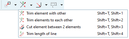 La barre d'outils Modifier [Modify] contient des outils pour Transformer [Transform], Recadrer (partie 1) Recadrer (partie 2), Filetage [Threads]