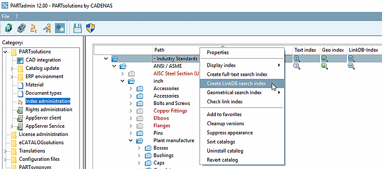 Le symbole bleu de la base de données indique que l'index LinkDB est présent, sinon il est grisé.
