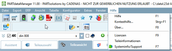 Menu d'aide [Help]