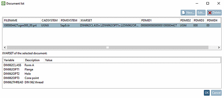 Dialogue "Document list