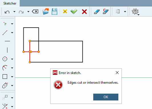 Des arêtes se coupent ou se touchent. [Edges cut or intersect themselves.]