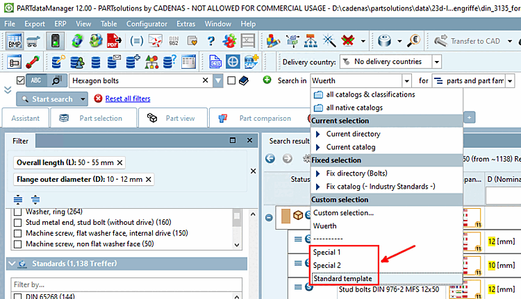 Modèles enregistrés / Modèle par défaut
