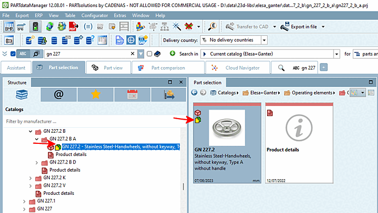 PARTdataManager -> Sélection des pièces [Part selection]