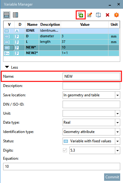 Gestionnaire de variables [Variable Manager]