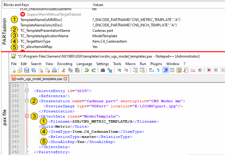 PARTadmin <-> fichier .pax