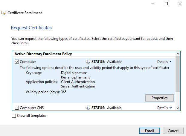 Demander des certificats