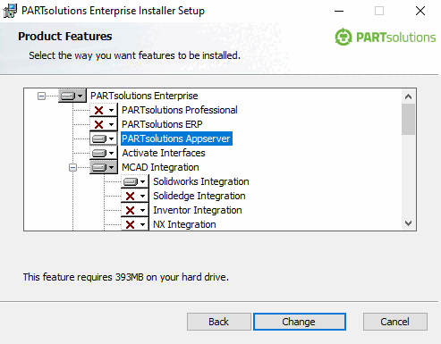 Configuration de l'installateur de PARTsolutions Enterprise
