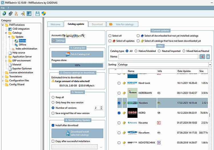 Installer des catalogues
