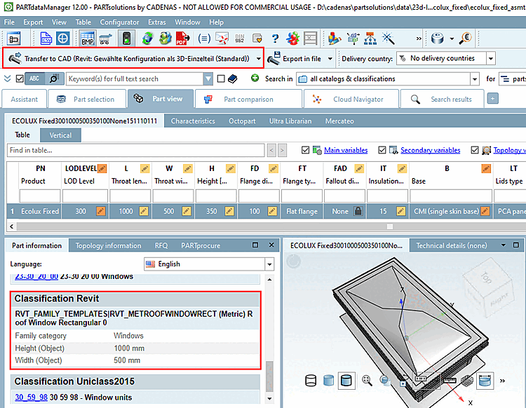 Exportation à partir de PARTdataManager