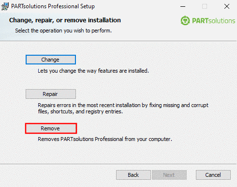 Change, repair or remove installation