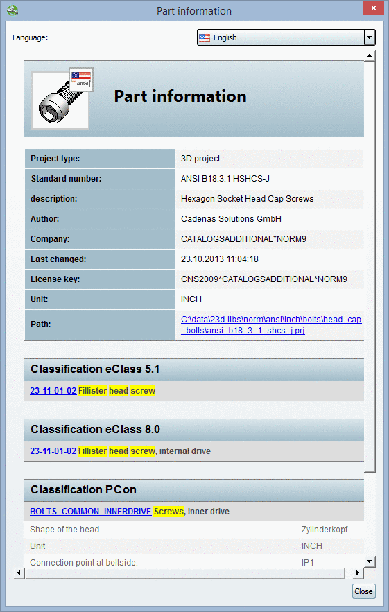 File properties -> Tabbed page "Info"