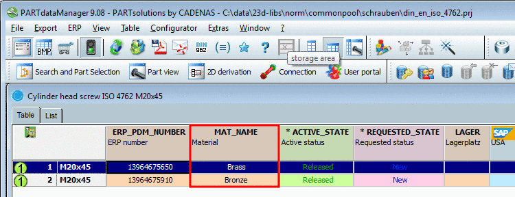 Start of the Classification Search exemplarily for a DIN 6912