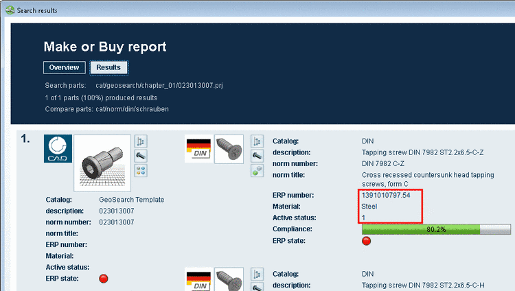 In this exemplary fig. these are the variables "ERP number", "Material" and "Actual State".