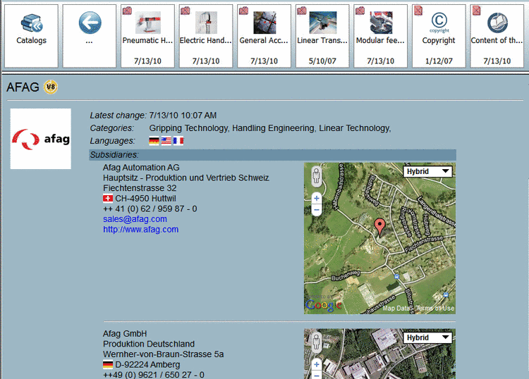 Addresses of subsidiaries