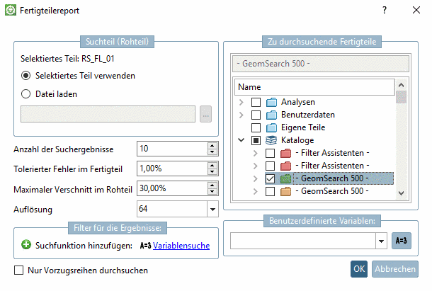 Example "Finished part report"