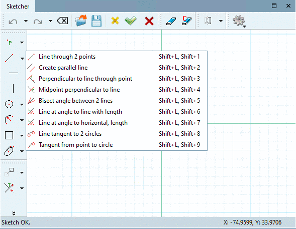 Example: Group "Lines" opened
