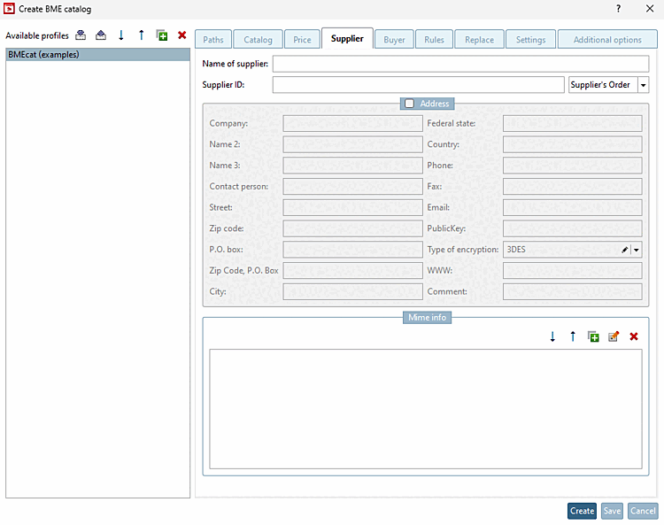 Page de dialogue fournisseur [Supplier]