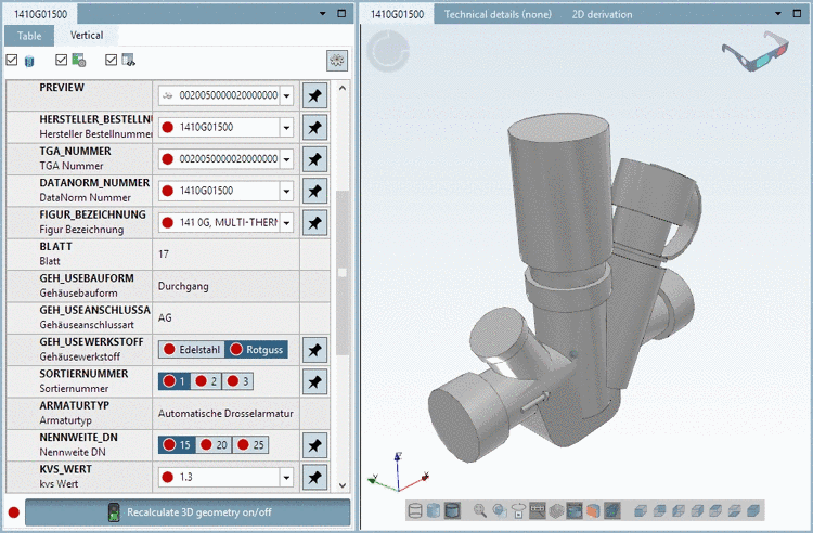 PARTdataManager -> Part view: Imported sample part