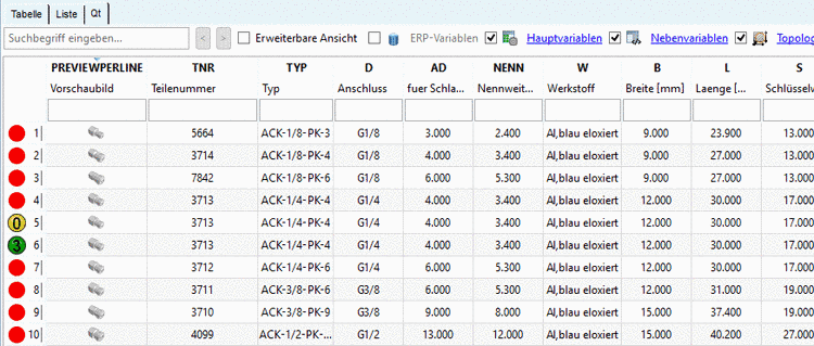 Narrow lines with small preview pictures