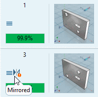 Option deactivated: Mirrored parts are not filtered, but marked with a respective icon.