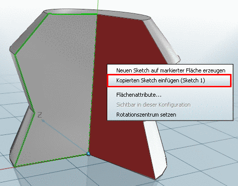 Copy sketch onto another planar face