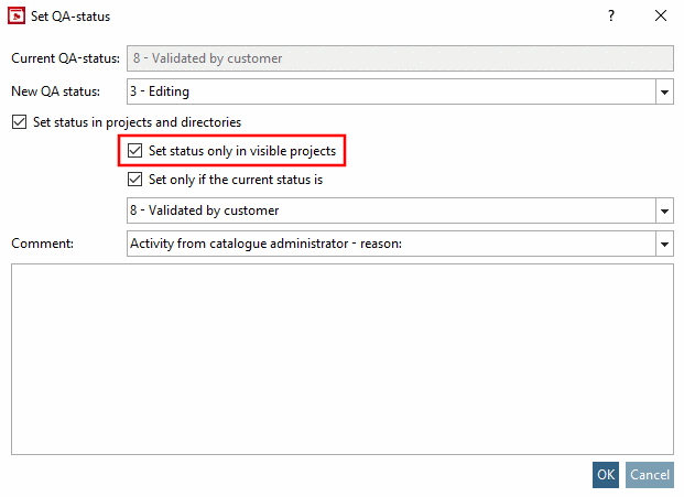 Set status only in visible projects