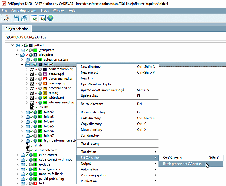 Définir le statut AQ du traitement par lots [Batch process set QA status]