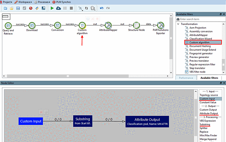 L'exemple de pipeline présenté ici a été créé à l'aide de PLM Synchro Wizard.