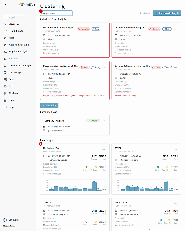 Le filtre par nom de catalogue regroupe tous les résultats enregistrés d'un catalogue source.