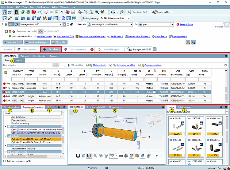Vue des pièces [Part view]