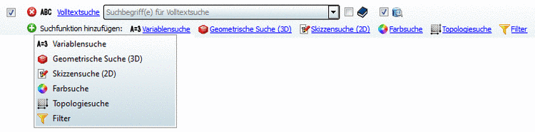 Example: All search methods and filter are displayed.