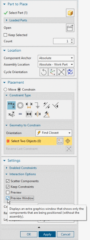 "Preview Window" enabled