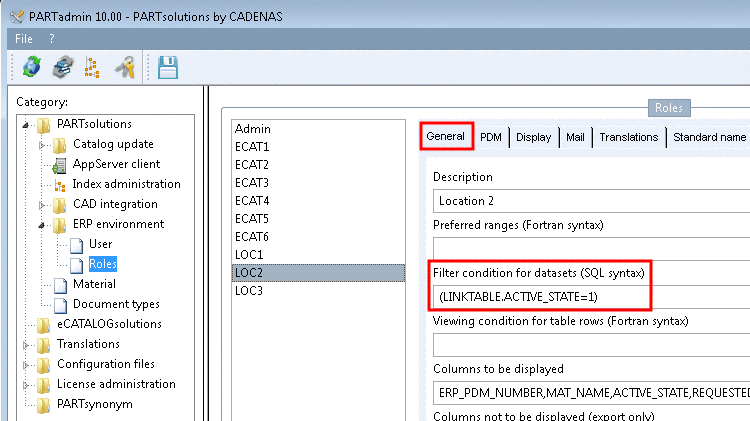Result part in part view