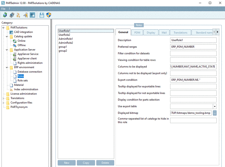 PARTadmin tabbed page "General"