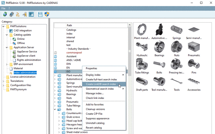 PARTadmin -> Index administration -> context menu command Create LinkDB search index"