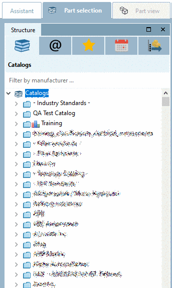 "Assign linked parts in the parts selection" deactivated: Catalog index unicolored