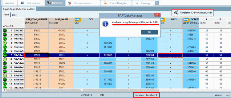 Line 7 cannot be exported. A notification message is displayed.