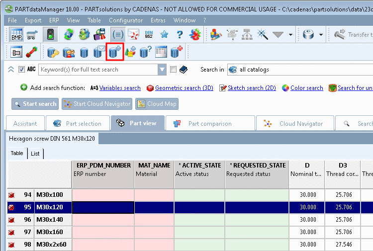 Different status bitmaps in the table