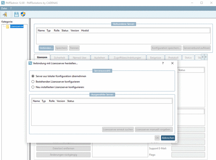 Dialog "Connecting to the License Server..."