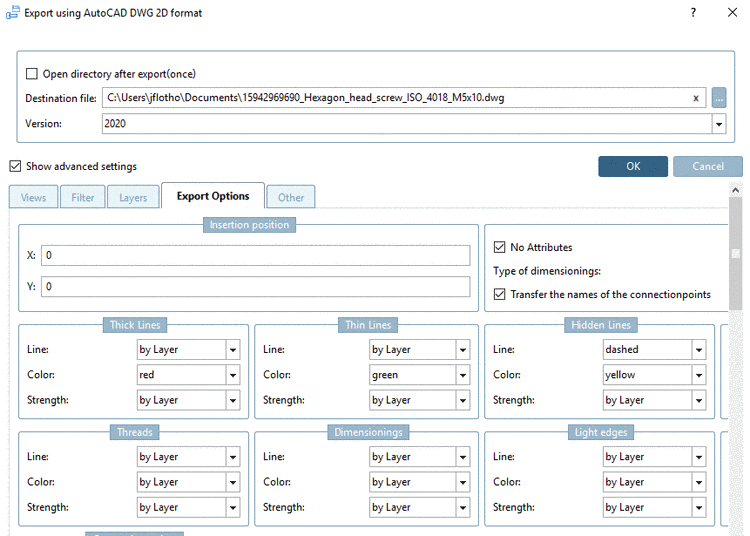 Example: Export with AutoCAD DWG 2D format