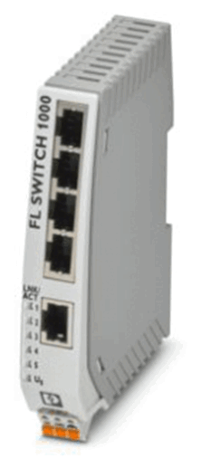 Commutateur Phoenix Contact dont seules les connexions mâles sont orientées vers l'extérieur.