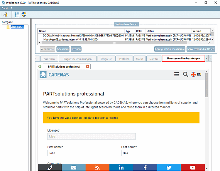 Enregistrement en ligne et licence