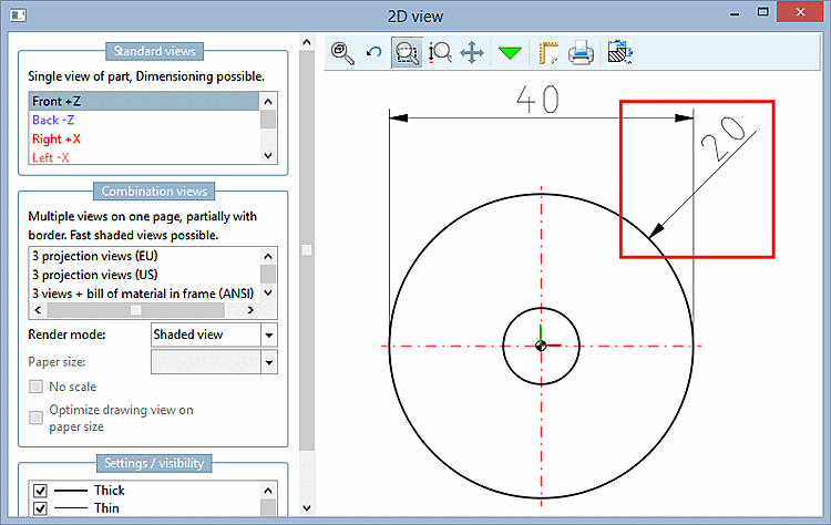 Cotation radiale en 2D