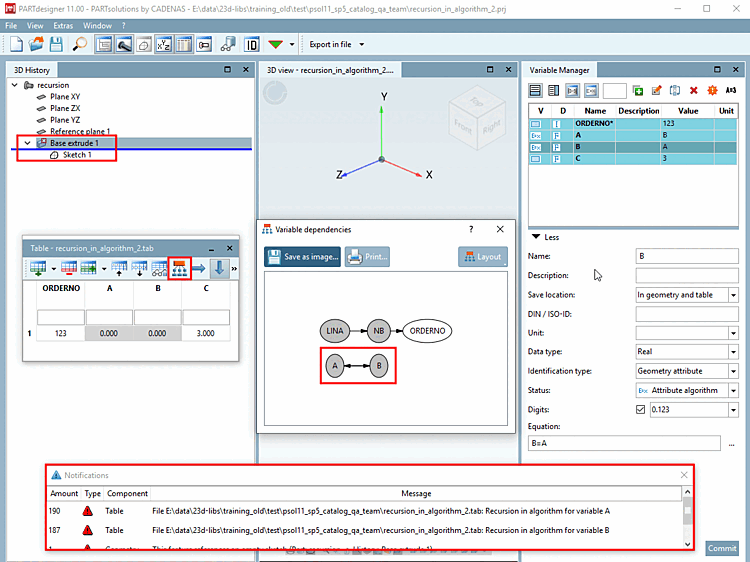 Dépendance récursive -> erreur