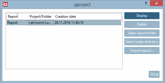 Menu Extras [Extras] sous Modules complémentaires [Additional modules] → History Analyzer Reports