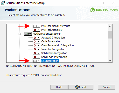 PARTsolutions Enterprise, intégration NX
