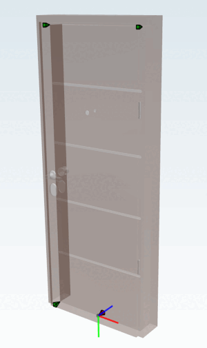 La porte est placée du côté du montage du mur (convient pour les portes avec montage en applique).