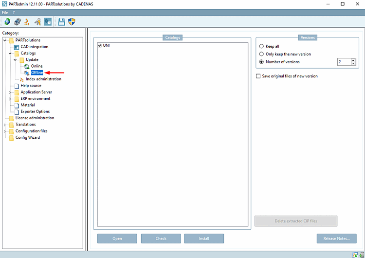 PARTadmin -> Catégorie "Mise à jour du catalogue [Catalog update]" -> Hors ligne [Offline]