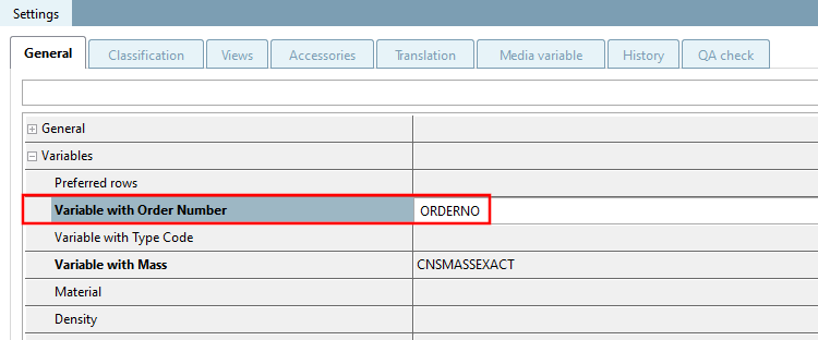 Variable avec numéro de commande [Variable with order number] ou variable avec code de type