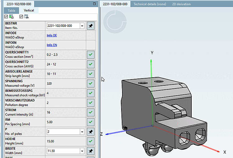PARTdataManager : Variable P : Nombre de pôles (No. of poles):2